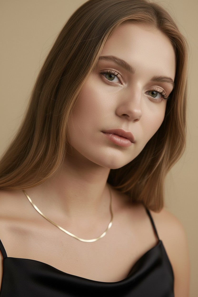 Herringbone Chain Necklace for Women - 2mm Thick Statement Chain | Luxury Brazilian Jewelry Set