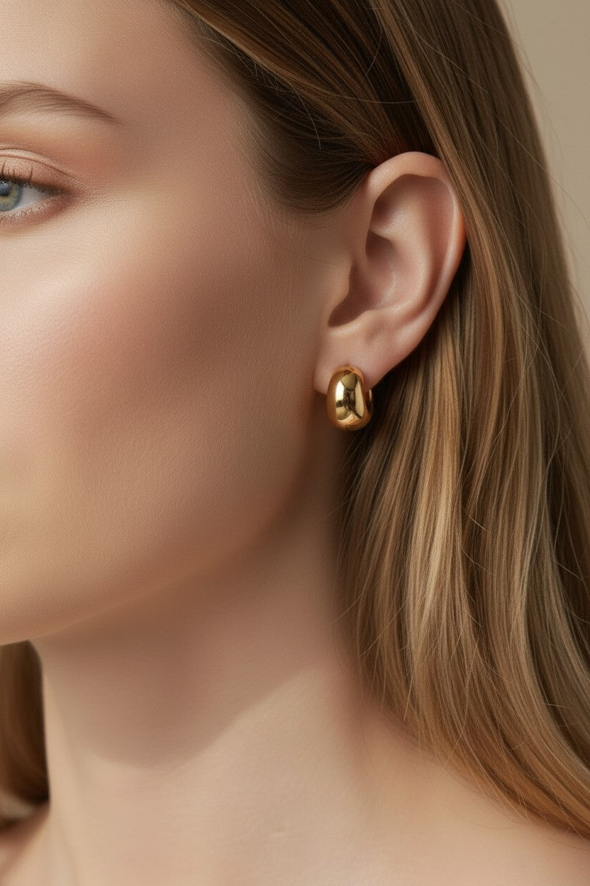 18k Gold Filled Small Chunky Clicker Hoop Earrings