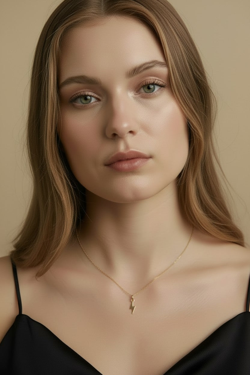 ⚡ 18k Gold Filled Mini Lightning Bolt Pendant — Pure Energy at the Neckline. Effortlessly Yours.
