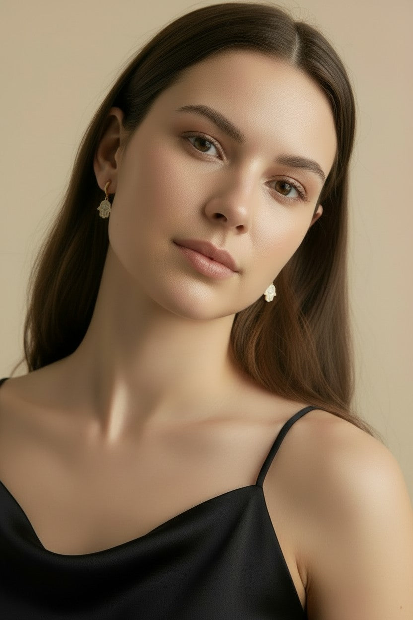 🤲 18k Gold Filled Hamsa Hoop Charm Earrings — A Small Hoop. A Sparkling Hand. All the Protection.