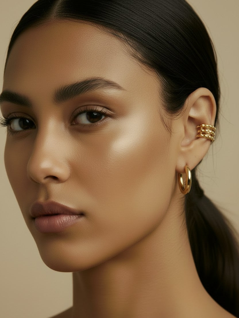 ⚡ 18k Gold Filled Triple Spike Ear Cuff — Three Points. Pure Gold Edge. No Piercing.