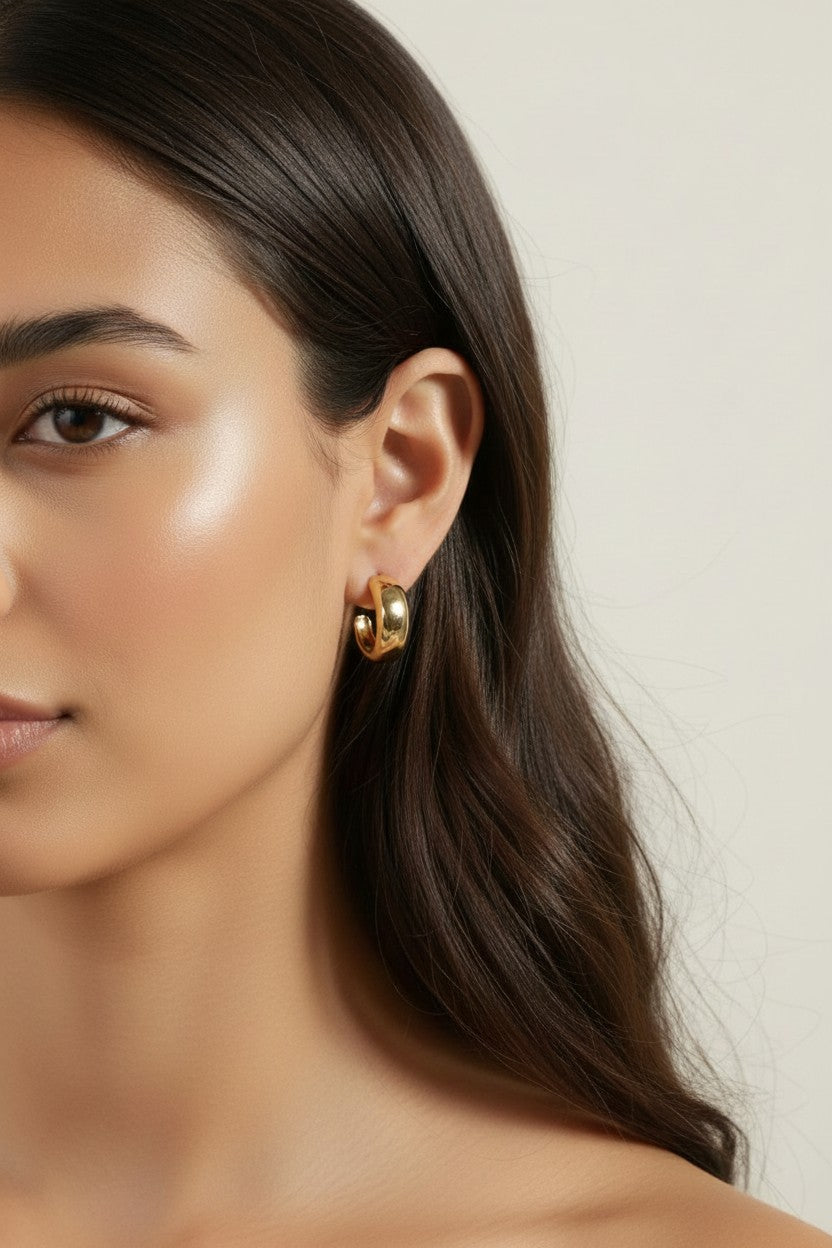 Chunky Gold C-Hoop Earrings | Thick Hoops | Modern Minimalist Earrings | Gift for Her