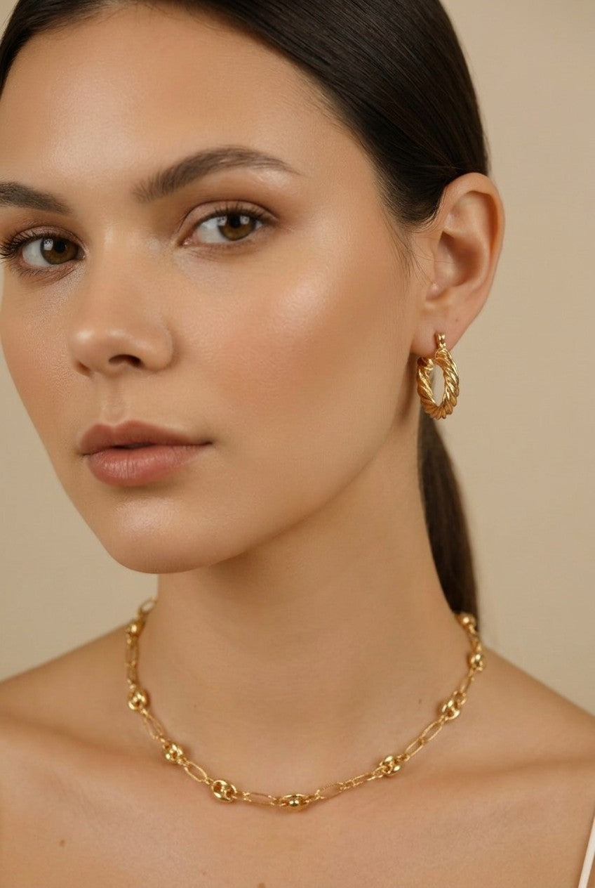 18k Gold Filled Twisted Hoop Earrings | Available in Two Sizes