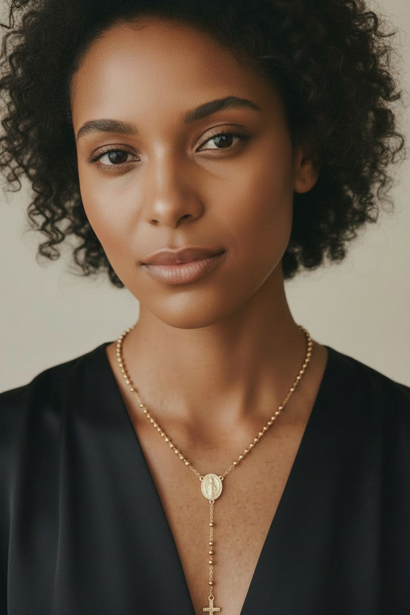 π 18k Gold Filled CZ Rosary Necklace β Faith Worn Beautifully. Every Single Day.