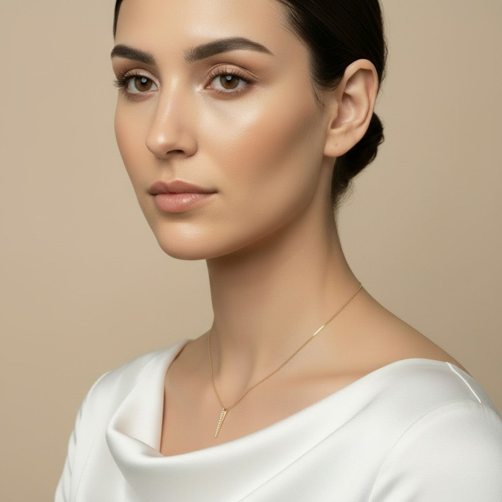 ✨ 18k Gold Filled CZ Spear Pendant Necklace — The Point That Makes the Look.