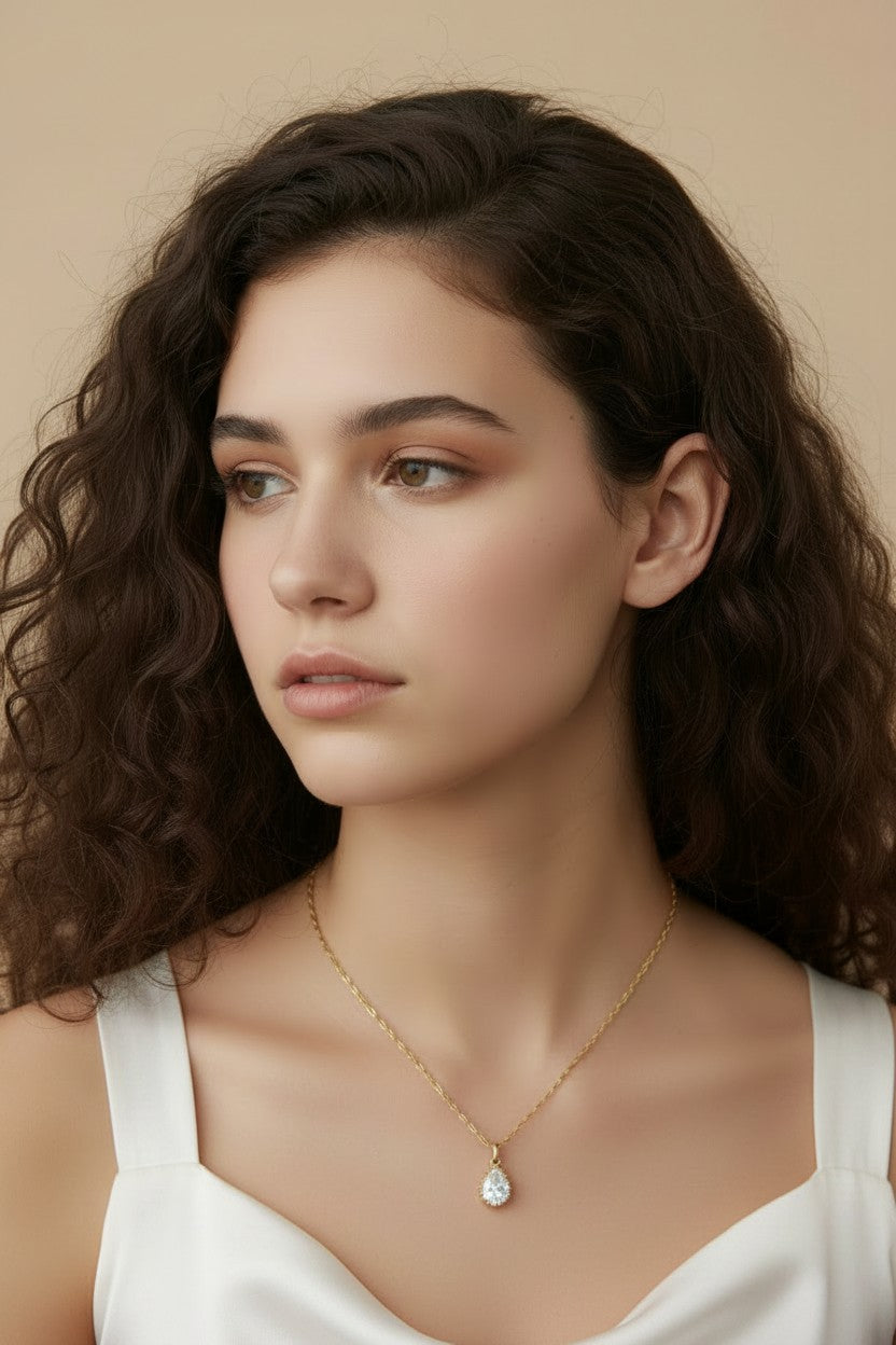 18k Gold Filled Pear CZ Scalloped Charm — The Vintage Detail That Elevates Everything It Joins