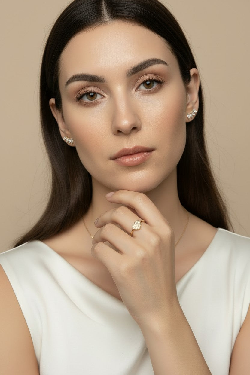 ✨ 18k Gold Filled CZ Curved Bar Stud Earrings — A Line That Curves. Stones That Follow It.