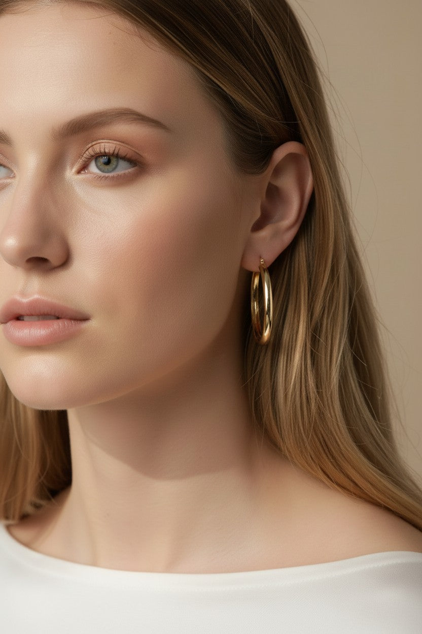 Large Hoop Earrings for Women - 50mm Classic Statement Hoops | Lightweight Hollow Design