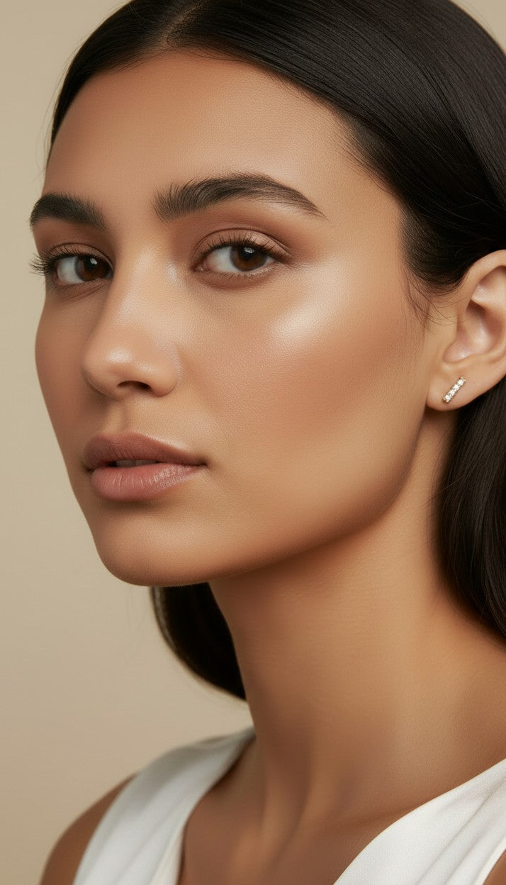 ✨ 18k Gold Filled CZ Bar Stud Earrings — The Line. The Sparkle. The Daily Essential.