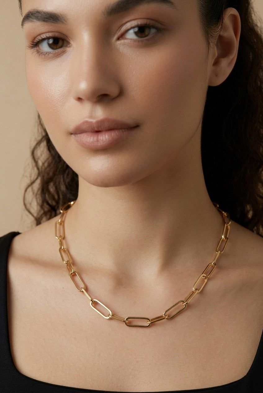 ✨ 18k Gold Filled Oversized Paperclip Chain Necklace — The Chain That Made the Paperclip Iconic