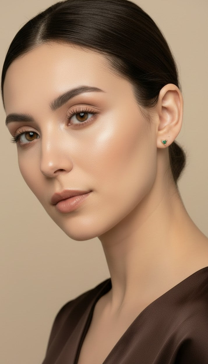 18k Gold Filled Mini CZ Triangle Studs — Three Points. Two Colors. The Tiniest Statement.