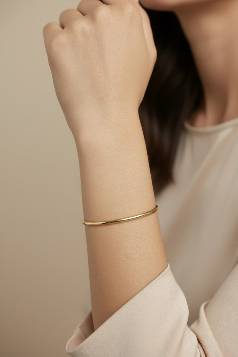 Classic Bangle Bracelet - Smooth Polished 1.8mm Wide Band for Women