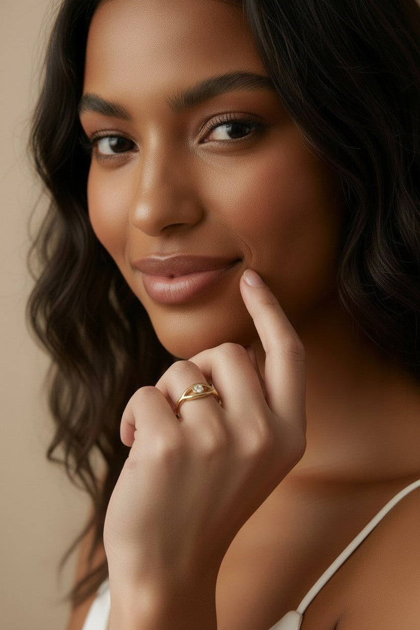 18K Gold Filled CZ Eye Ring