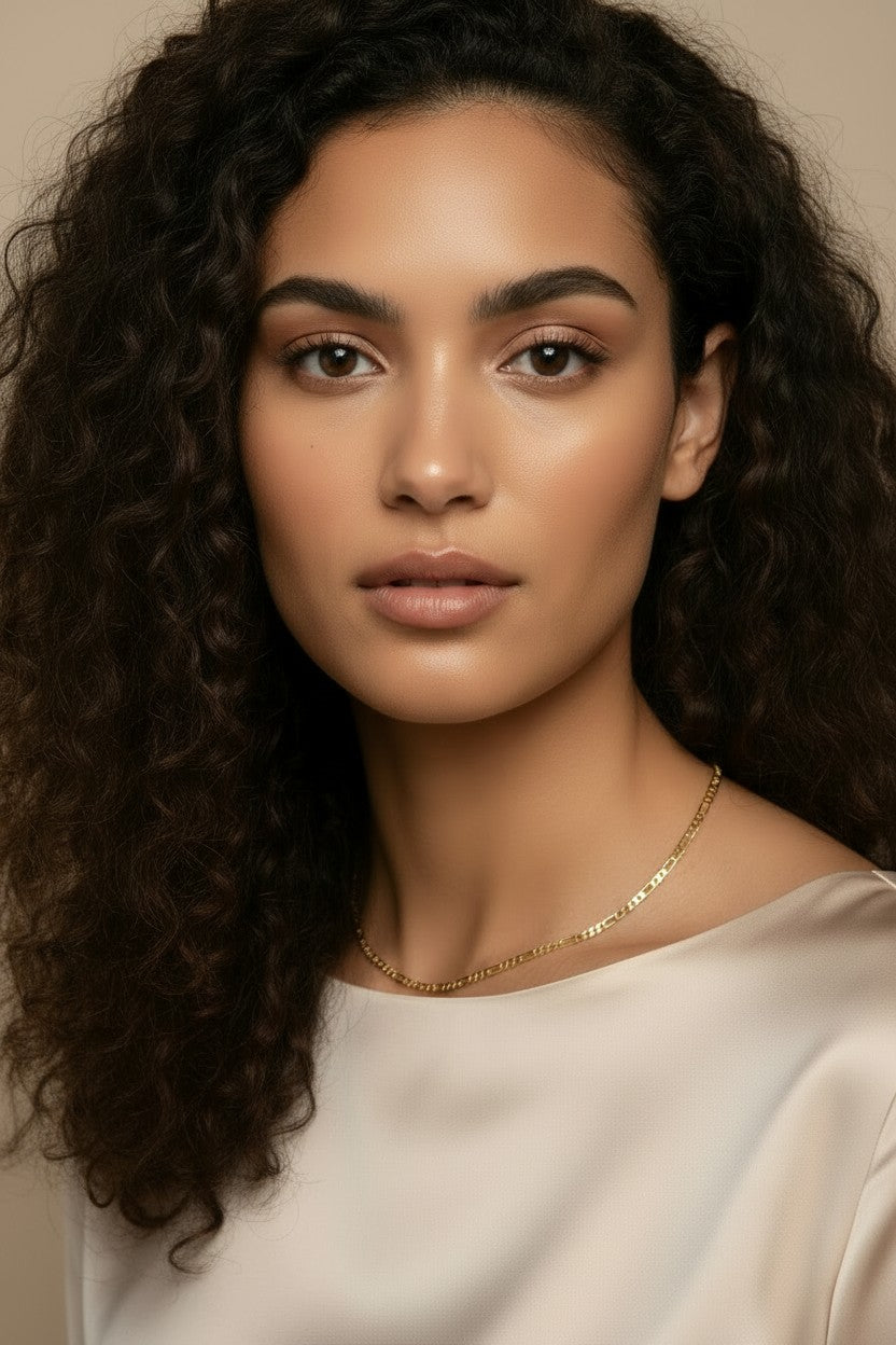 ✨ 18k Gold Filled Textured Figaro Necklace — The Italian Pattern. A Finish That Makes It Extraordinary.
