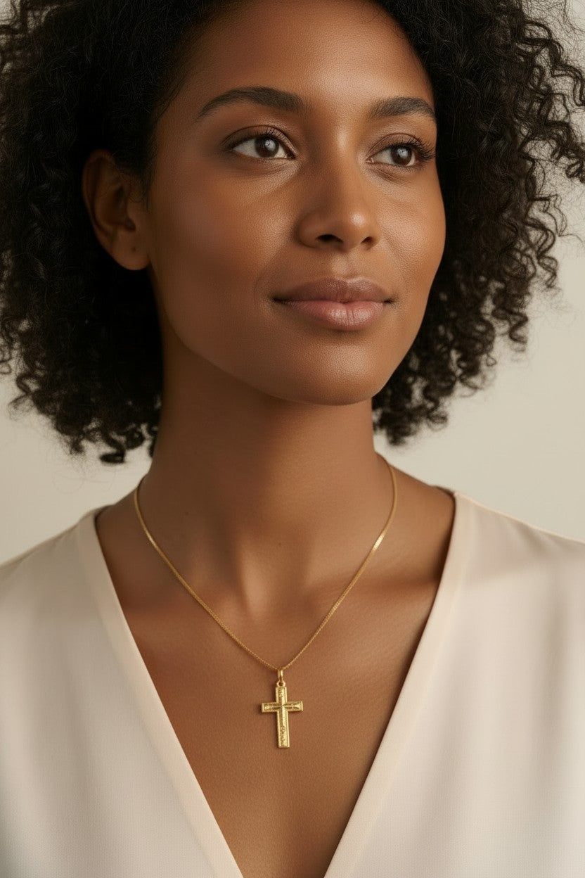 18k Gold Filled Latin Cross Charm — Faith in Gold. Carried Close. Always.