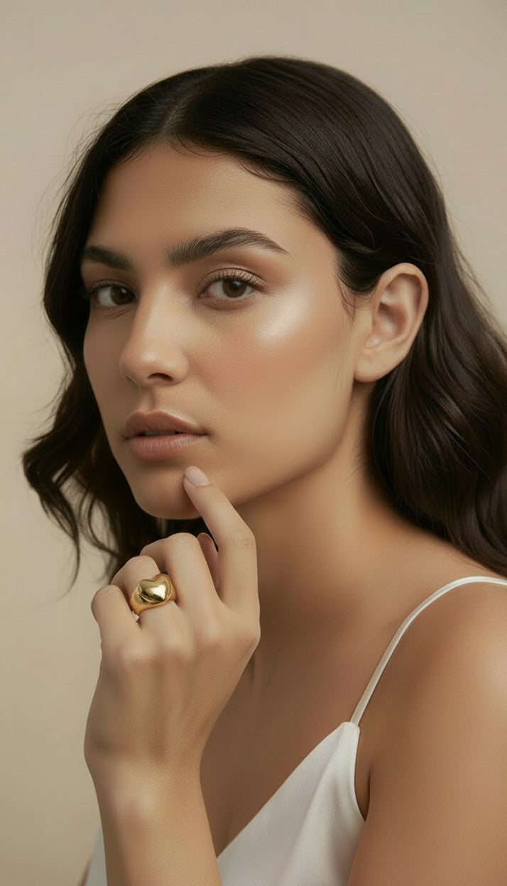 ๐ 18k Gold Filled Pillow Heart Ring โ Love in Warm Gold. Soft Edges. The Fit That Adjusts to You.