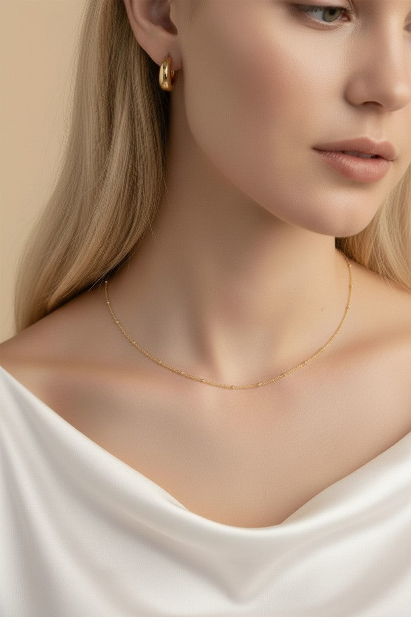 Satellite Chain Necklace - 1mm Thin Layering Chain for Women