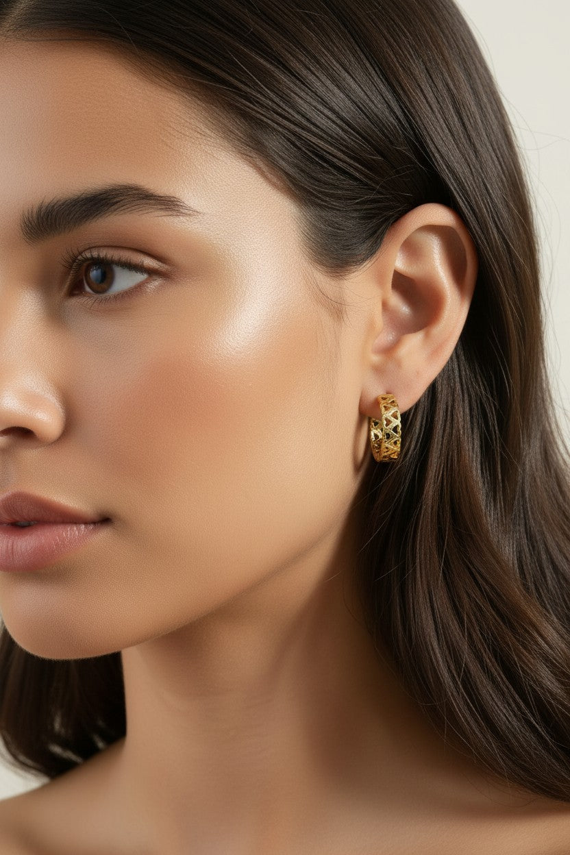 ๐ 18k Gold Filled Double Heart Huggie Hoop Earrings โ Love, Cut Right Through the Gold. Three Sizes.