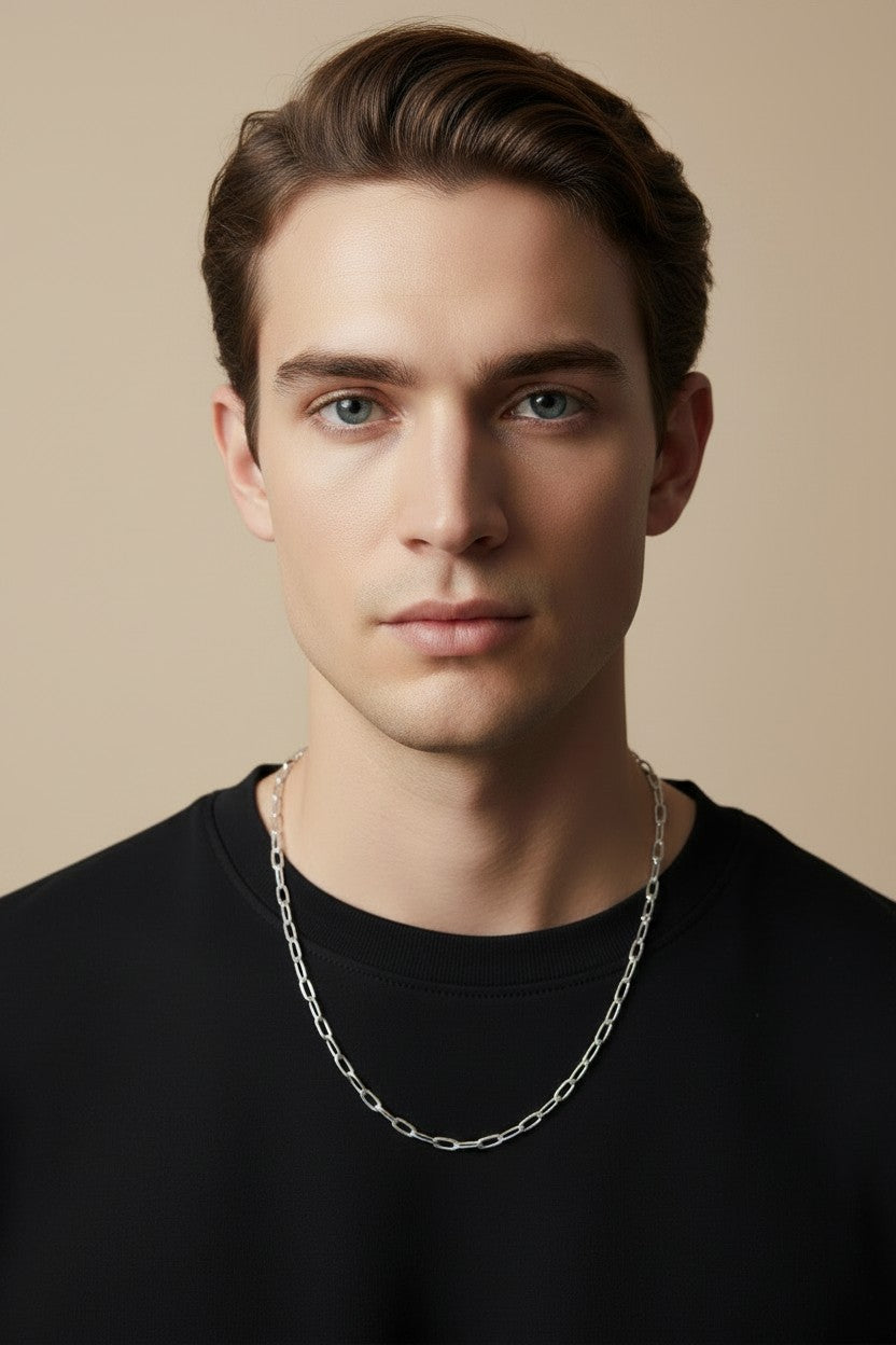 ⛓️ Sterling Silver Flat Elongated Curb Chain — The Foundation Piece Every Collection Needs