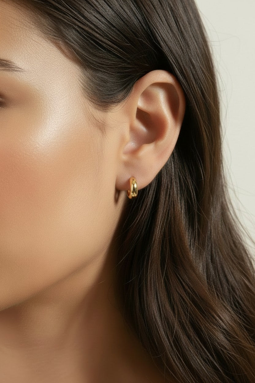 Chunky Huggie Hoop Earrings | Small Hoop Earrings for Women | Delicate Statement Hoops | Hypoallergenic Jewelry