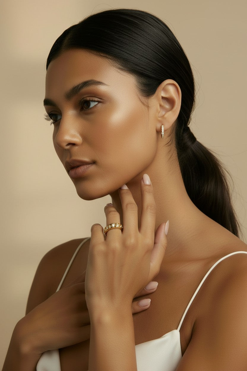 ✨ 18k Gold Filled 15mm CZ Hoop Earrings — Slim. Scattered. Sparkling From Every Angle.