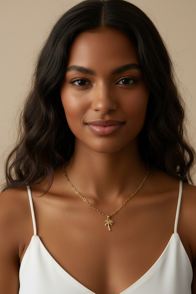 18k Gold Filled Palm Tree Charm — Endless Summer, Right at Your Fingertips