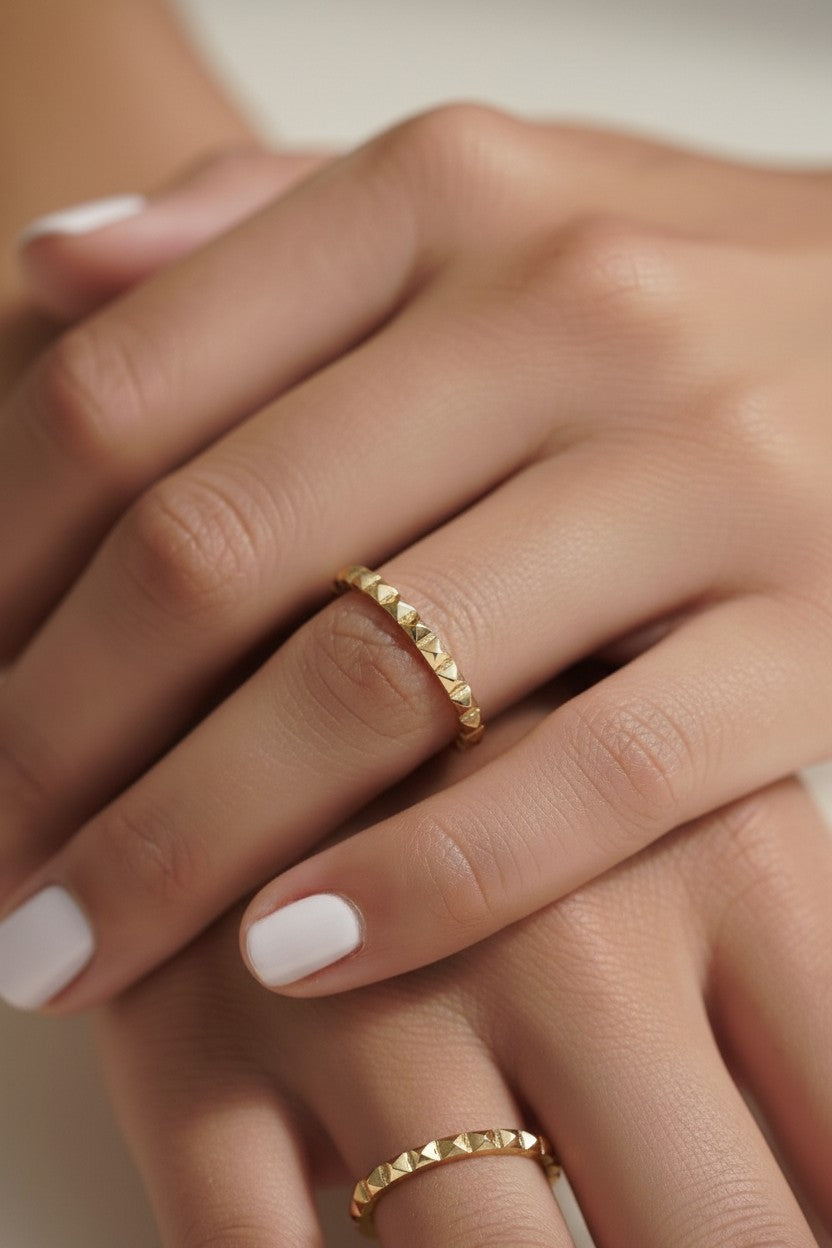 Spiked Band Ring for Women - Minimalist Stackable Ring