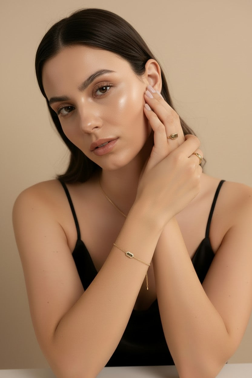 18k Gold Filled Pointed Rectangle CZ Bracelet — One Geometric Statement. The Whole Wrist Changed.