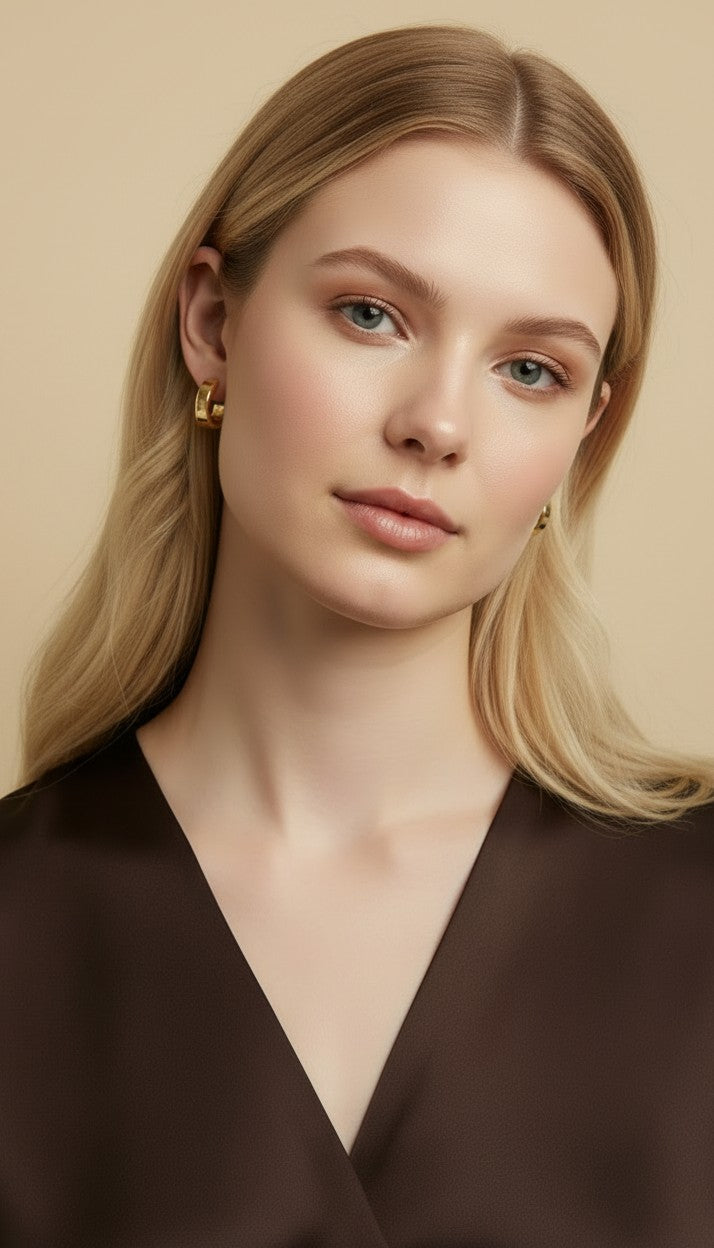 ✨ 18k Gold Filled Flat Wide C-Hoop Earrings — Clean Shape. Warm Gold. The Hoop That Does It All