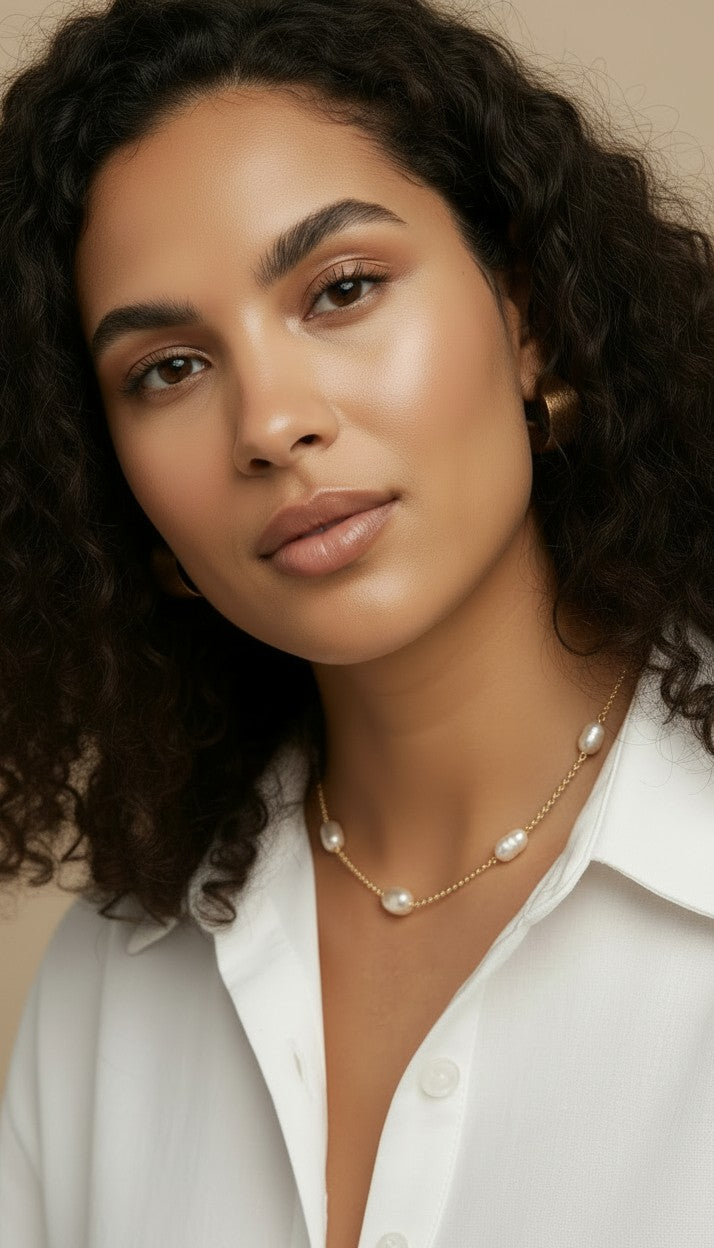 ๐ค 18k Gold Filled Spaced Baroque Pearl Necklace โ Each Pearl Its Own Moment. The Chain Its Own Beauty.
