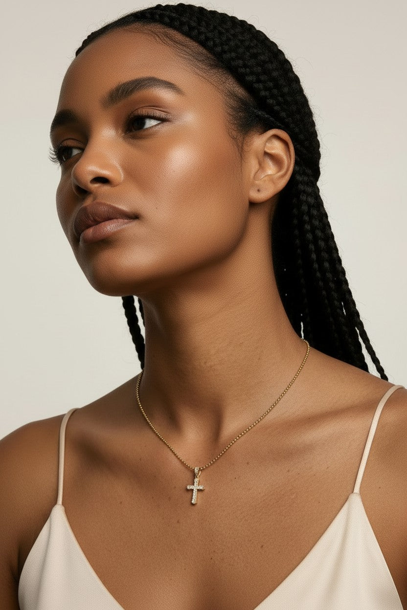 ✝️ 18k Gold Filled Pavé CZ Cross Necklace — Faith in Every Stone. Tip to Tip.