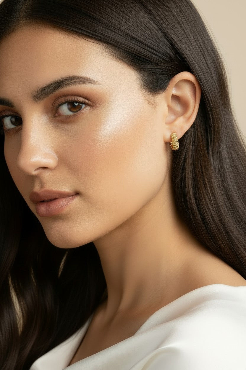 18k Gold Filled Ribbon Texture Huggie Earrings — The Huggie That Does More Than Hug