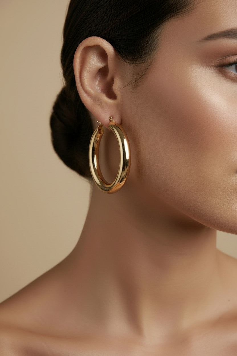 ✨ 18k Gold Filled Chunky Thick Hoop Earrings — Bold By Design. Light By Construction. Unmistakable Always.