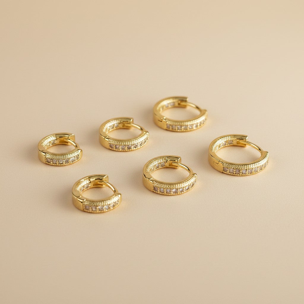 18k Gold Filled Double CZ Hoop Earrings — Inside. Outside. Every Angle. All Sparkle.