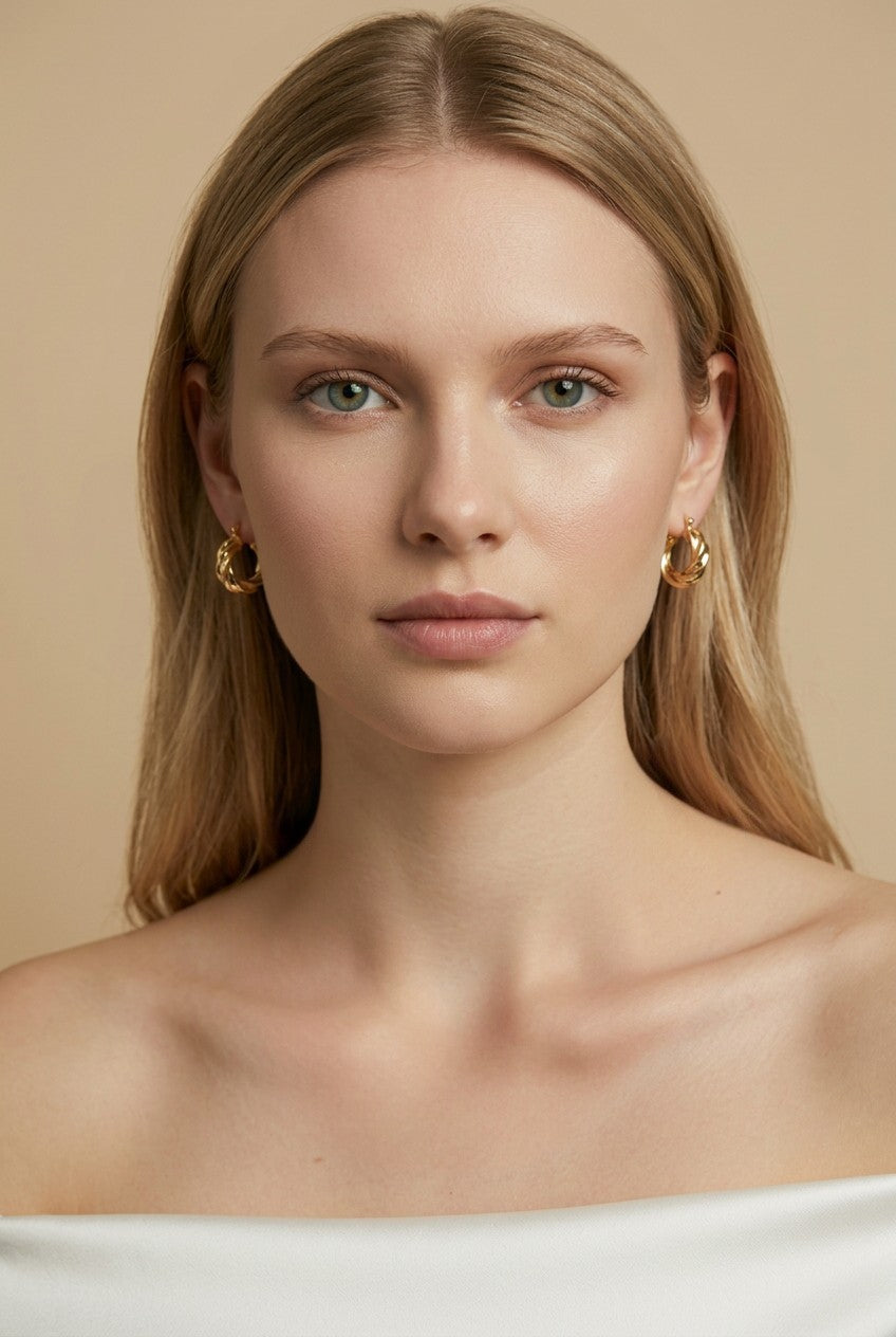 18k Gold Filled Twisted Hoop Earrings | Italian-Inspired Design