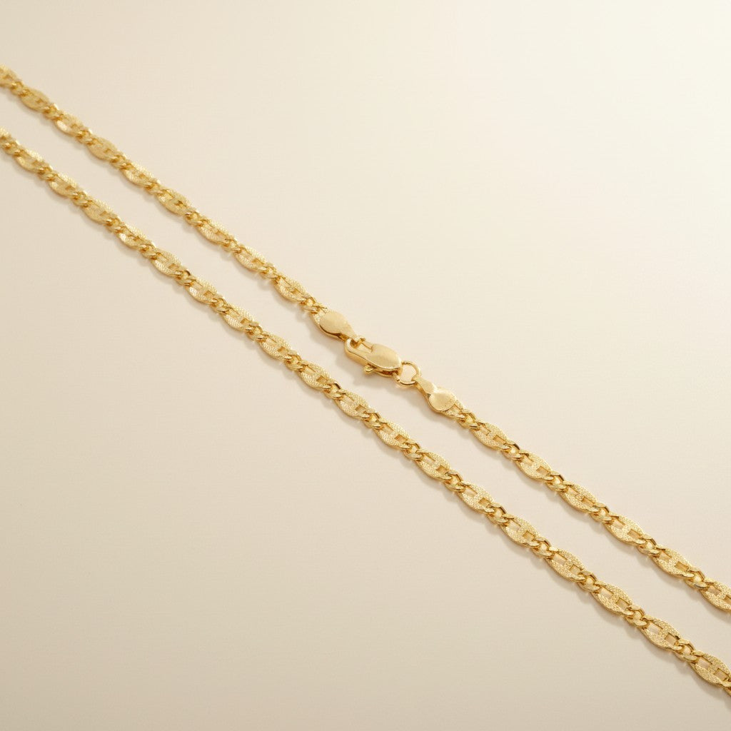 18k Gold Filled Detailed Pattern Link Chain Necklace | Luxurious Everyday Statement