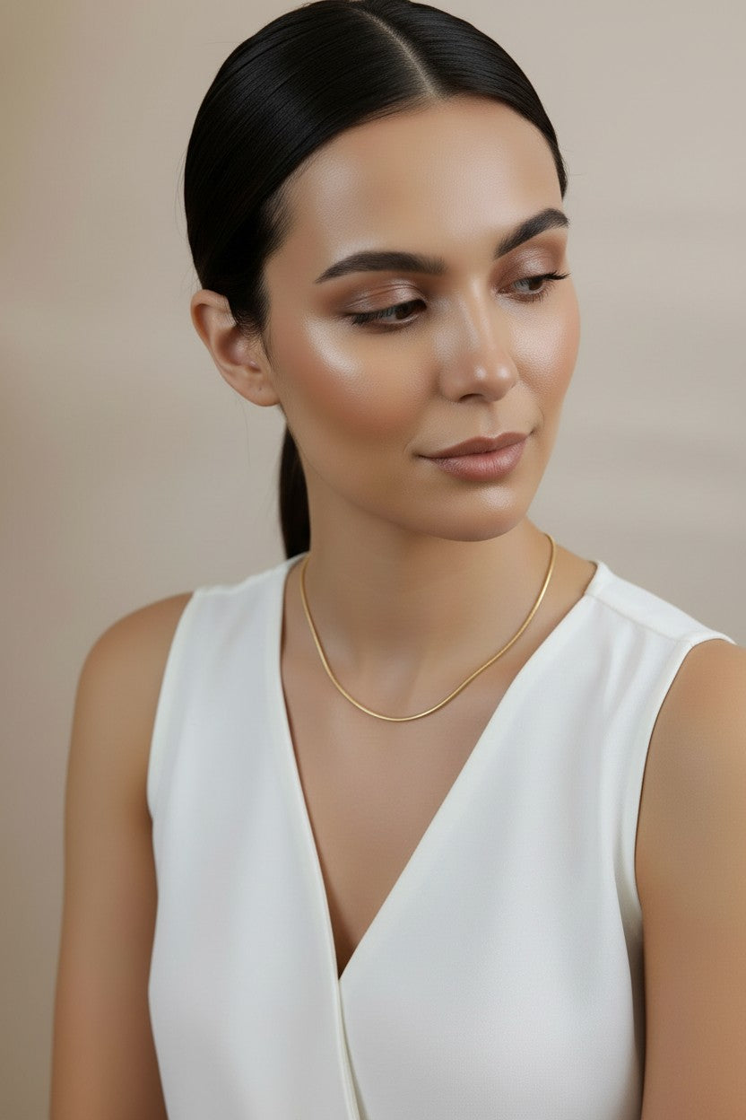 Snake Chain Necklace - Delicate 1.2mm Layering Chain for Women