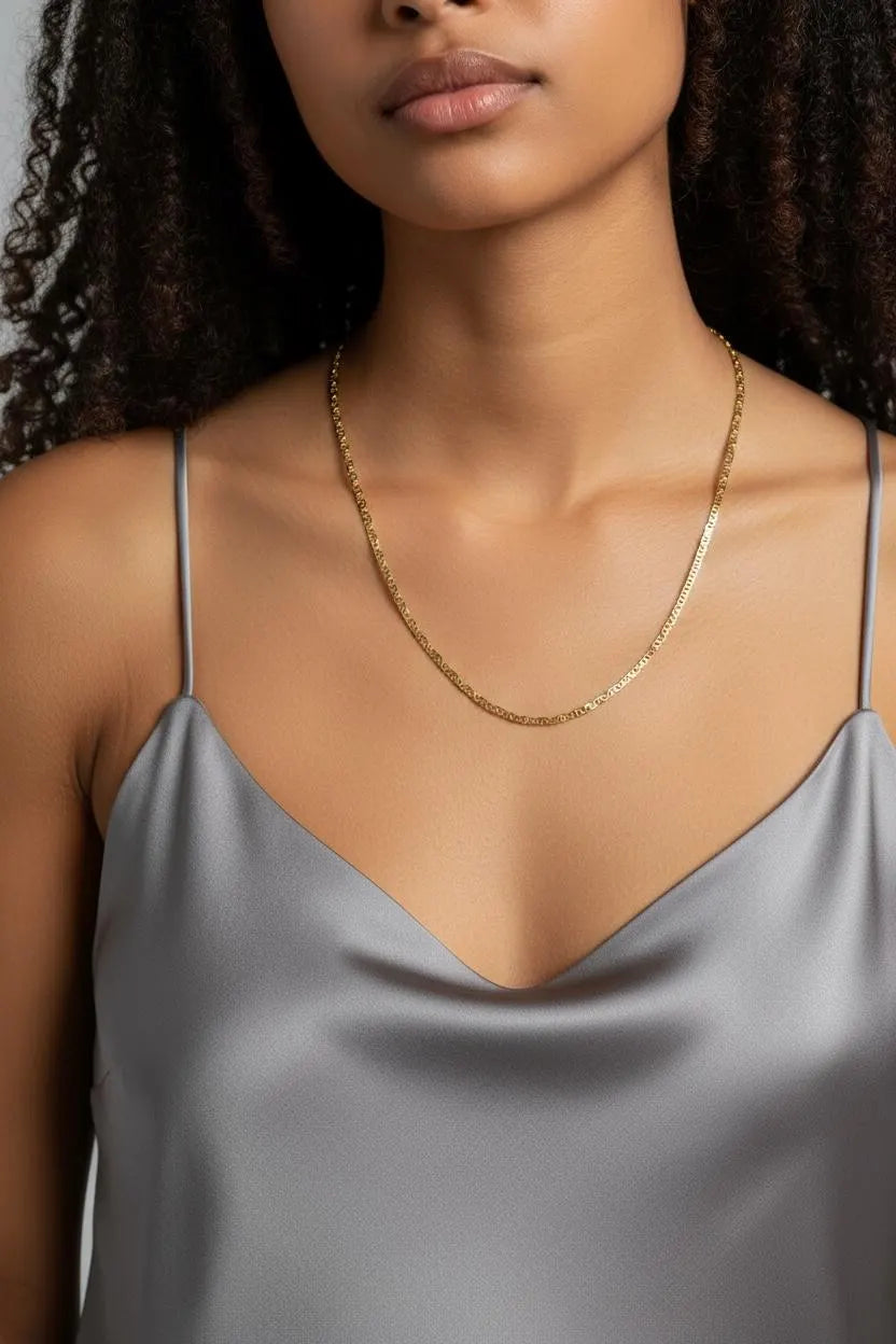 Flat Mariner Chain Necklace for Women - Dainty Minimalist Jewelry