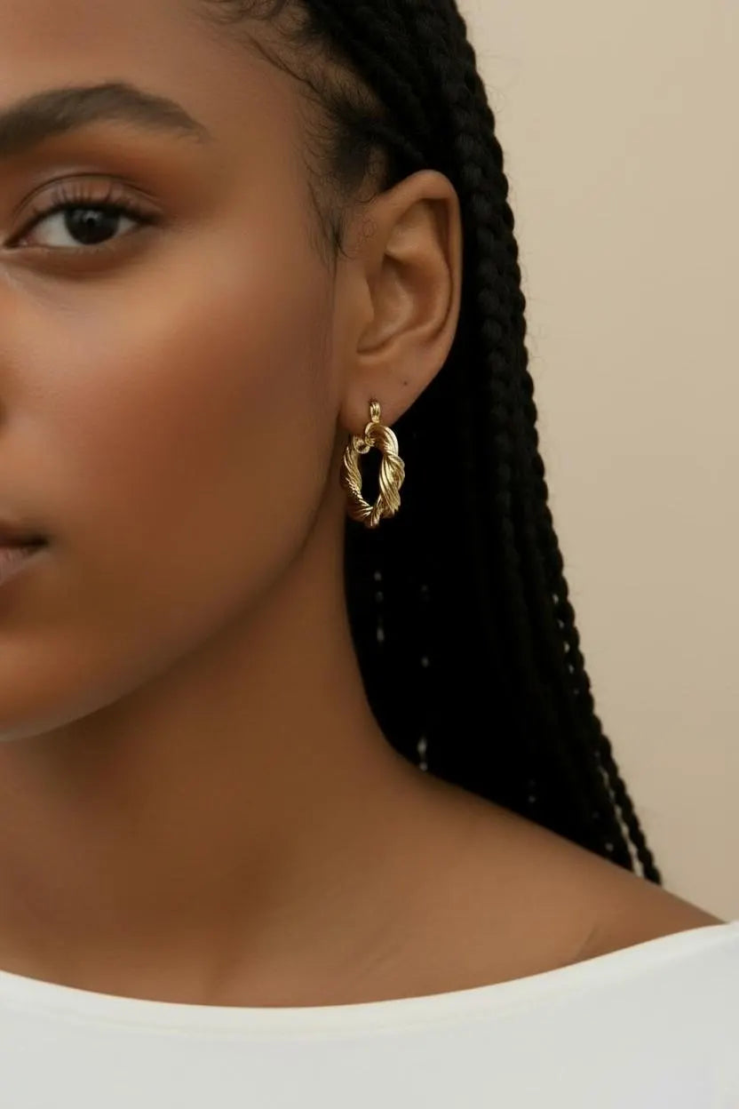 ✨ 18k Gold Filled 21mm Double Twisted Tube Hoop Earrings
