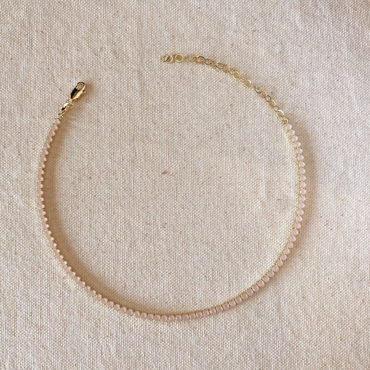 Nude Pink Cubic Zirconia Necklace | CZ Necklace for Women | Blush Pink Tennis Necklace