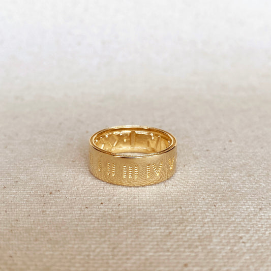 GoldFi 18k Gold Filled Roman Numeral Band Ring