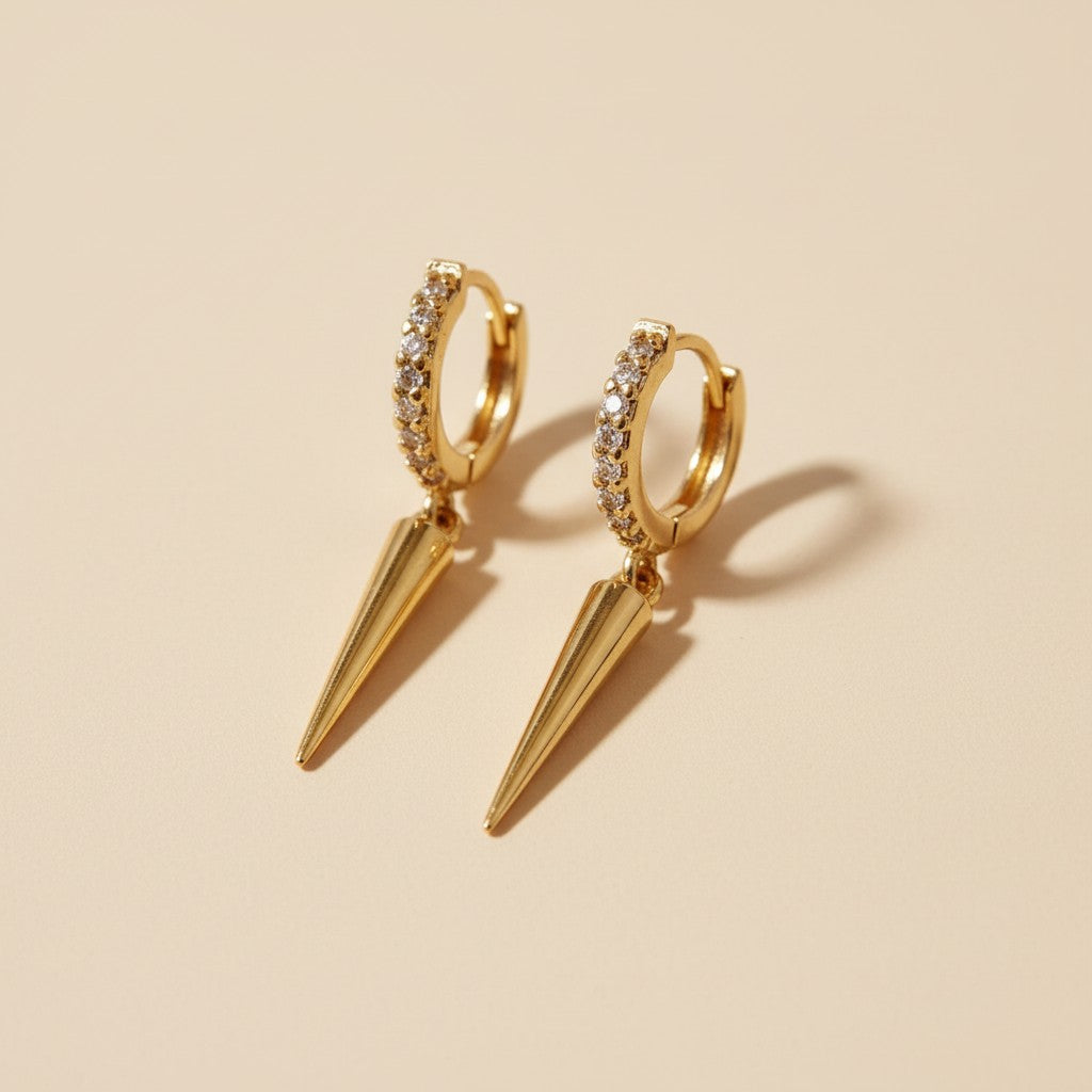 CZ Spike Hoop Earrings - Edgy Small Hoops for Women | Ear Stacking