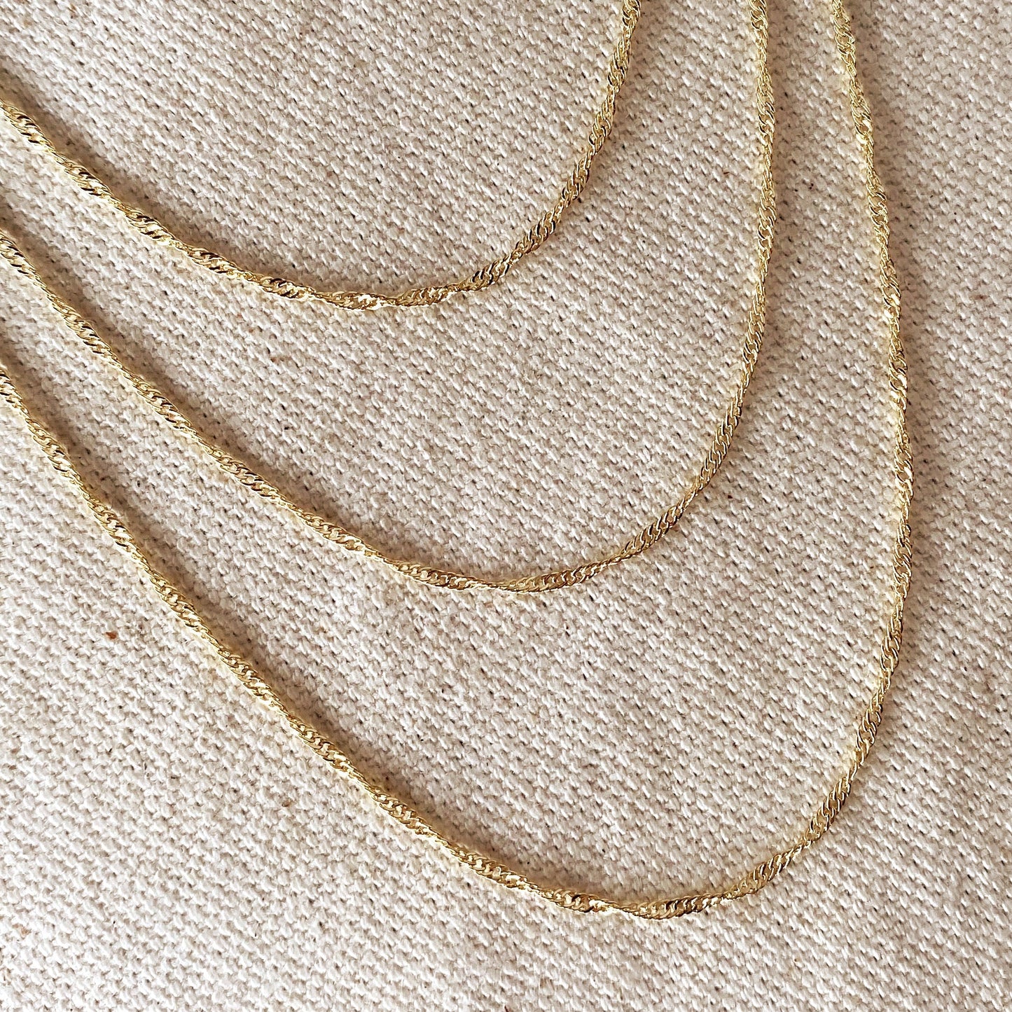 Singapore Chain Necklace - 1.3mm Delicate Gold Chain for Women - Hypoallergenic