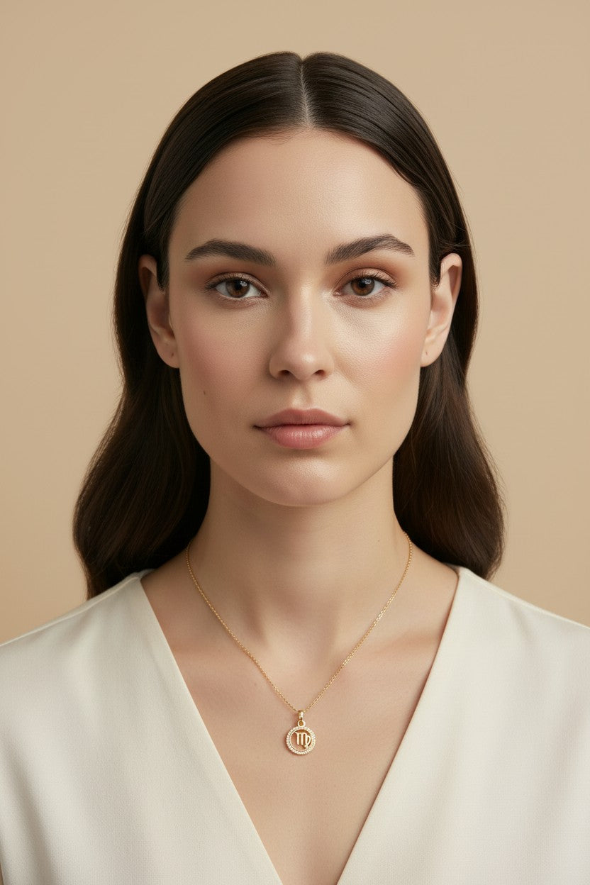 ♍ 18k Gold Filled Virgo Constellation Pendant — Your Stars. Your Sign. Worn in Gold Always.