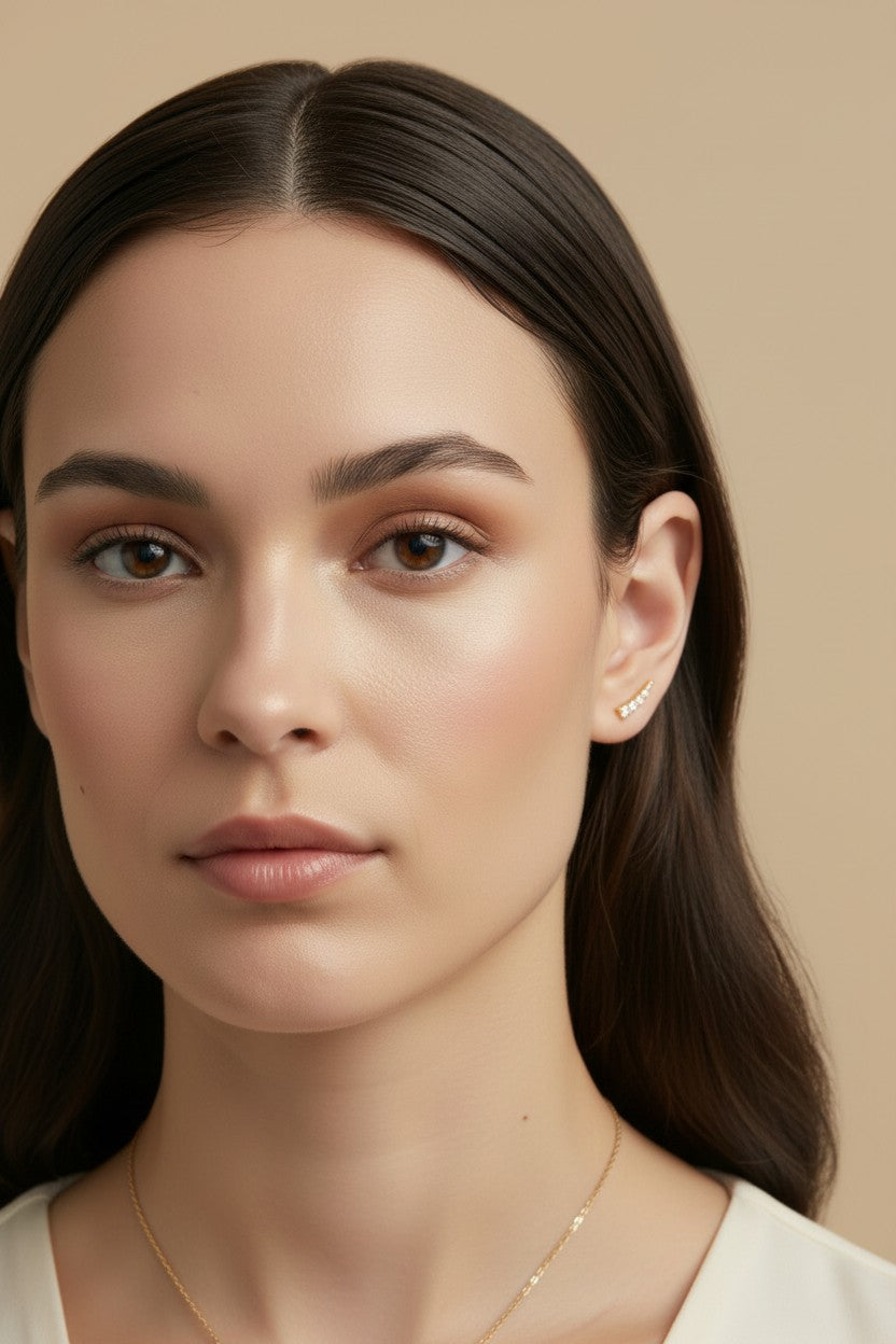 ✨ 18k Gold Filled Mini CZ Climber Earrings — Sparkle That Rises. The Earring With Direction.