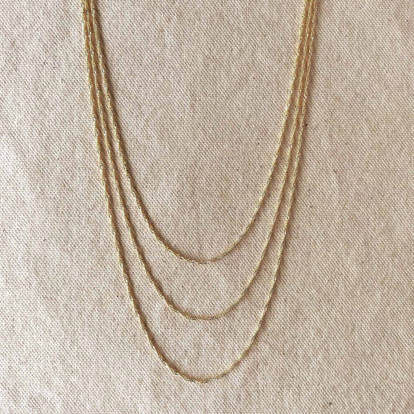Singapore Chain Necklace - 1.3mm Delicate Gold Chain for Women - Hypoallergenic
