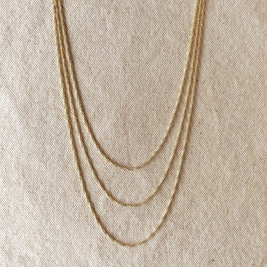 Singapore Chain Necklace - 1.3mm Delicate Gold Chain for Women - Hypoallergenic