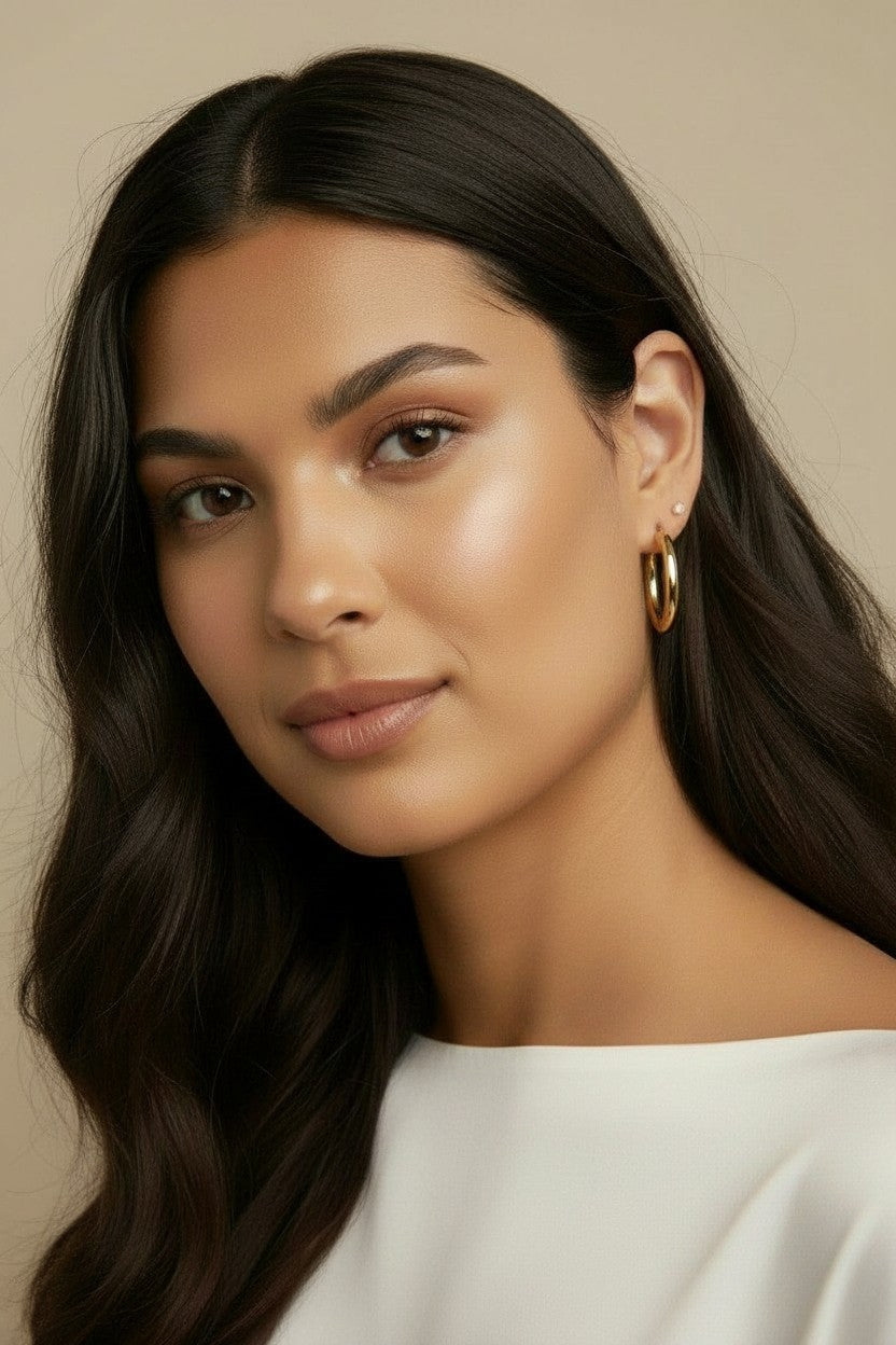 ✨ 18k Gold Filled Large Plain Tube Hoop Earrings — Statement Size. Featherlight Feel. All Day, Every Occasion.