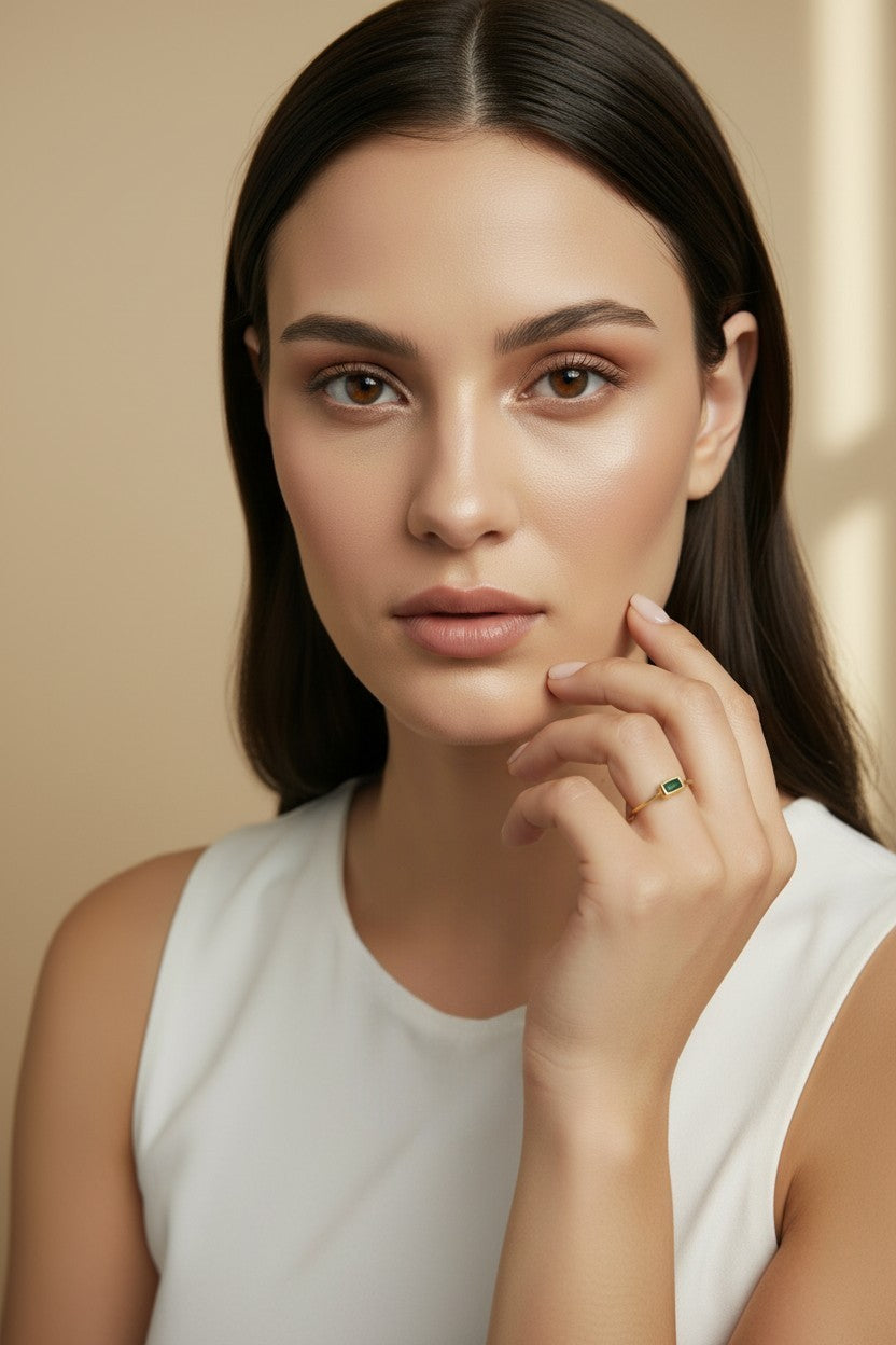 ✨ 18k Gold Filled Colored Rectangle CZ Solitaire Ring — One Stone. One Color. Quietly Commanding.