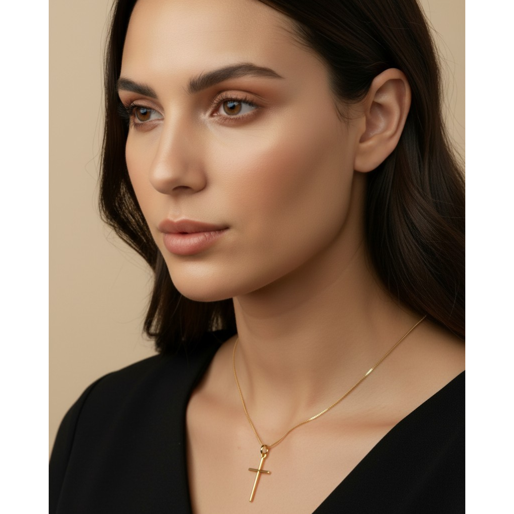 ✝️ 18k Gold Filled Thin Plain Cross Pendant — Faith, Simplified. Warm Gold, Nothing More.